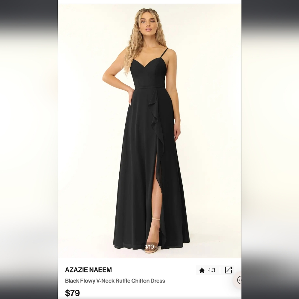 Azazie Naeem Black Chiffon Size 6